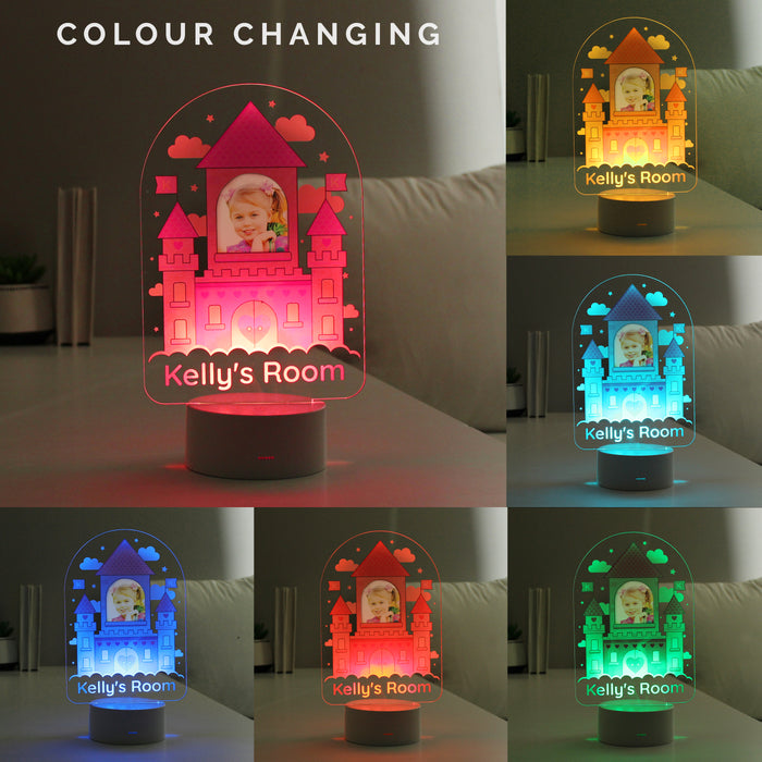 Personalised Pink Castle Photo Upload LED Night Light