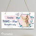 Personalised Rachael Hale 'PAWS - itive Thoughts Only' Cat Wooden Sign
