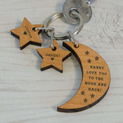 Personalised Love You To The Moon & Back Wooden Keyring