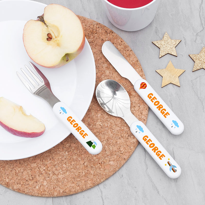 Personalised Children's Adventure Metal Cutlery Set