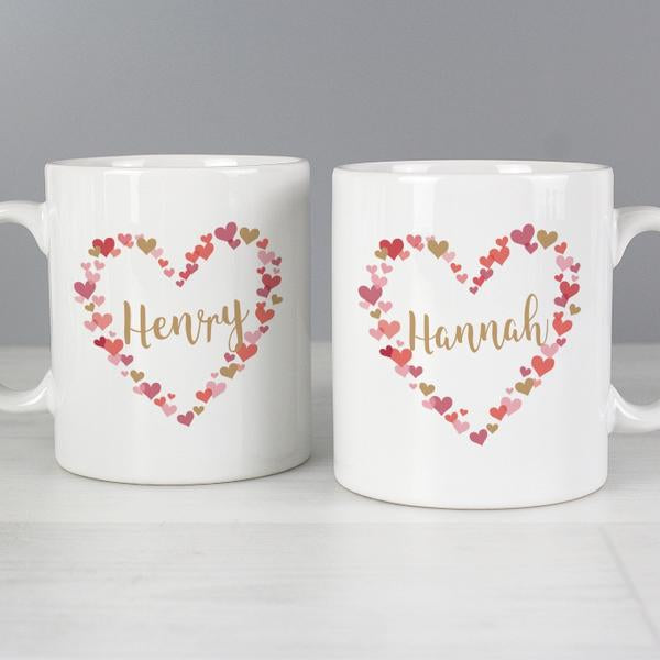 Personalised Confetti Hearts Mug Set - Myhappymoments.co.uk