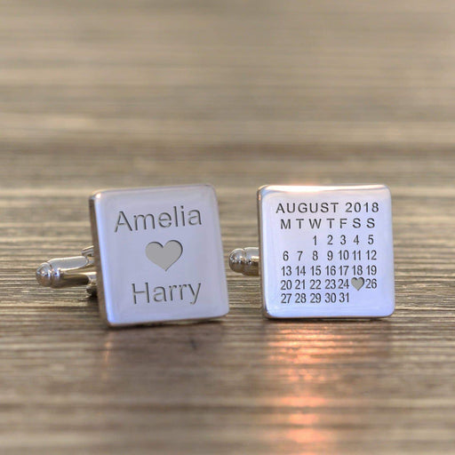 Personalised Special Date & Names Cufflinks - Myhappymoments.co.uk