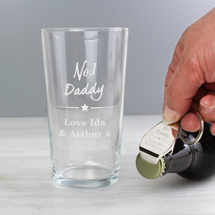 Personalised No.1 Pint glass & Bottle Opener Set