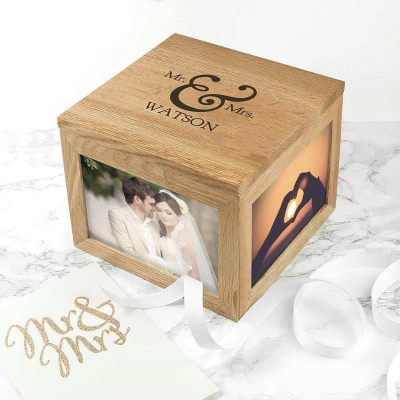 Personalised Wedding Oak Photo Keepsake Box - Myhappymoments.co.uk