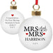 Personalised Mrs & Mrs Bauble - Myhappymoments.co.uk