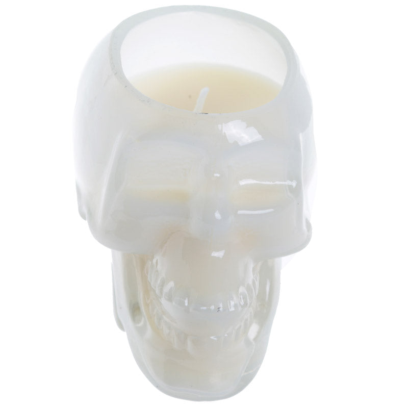White Skull Sandalwood and Cedar Fragranced Soya Candle Jar - Myhappymoments.co.uk