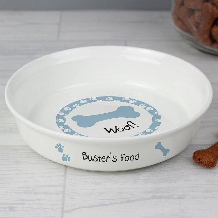 Personalised Blue Dog Bone Design Bowl - Myhappymoments.co.uk