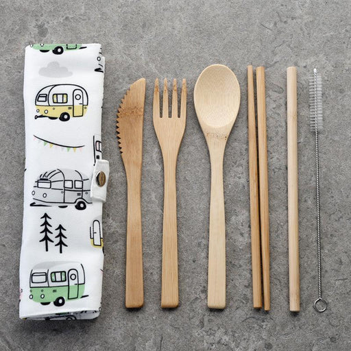 100% Natural Bamboo Cutlery 6 Piece Set - Wildwood Caravan