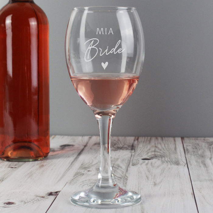 Engraved Bride Wine Glass