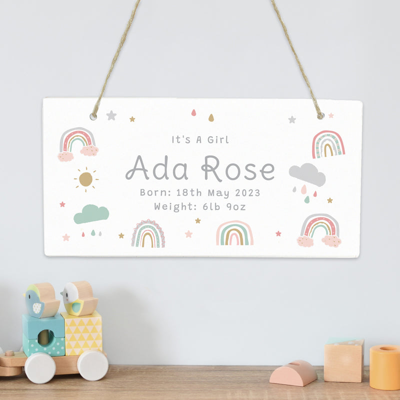 Personalised Rainbow Wooden Sign