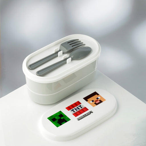 Minecraft Faces Stacked Bento Box Lunch Box with Fork & Spoon