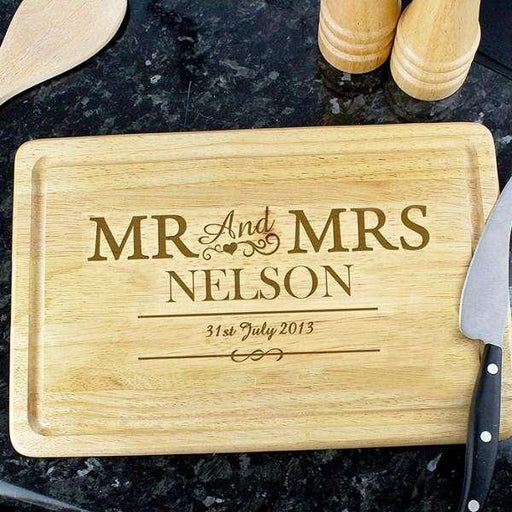 Engraved Mr & Mrs Rectangle Chopping Board - Myhappymoments.co.uk