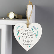 Personalised You're Like A Mum To Me Wooden Heart Decoration