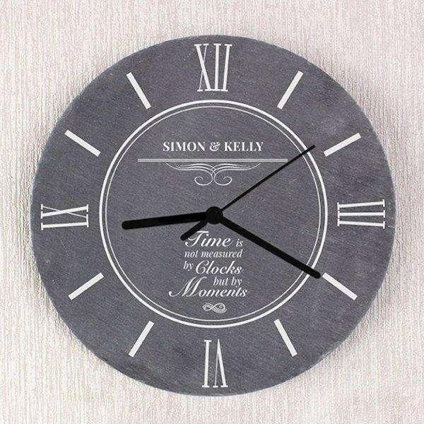 Personalised Time Is Not Measured By Clocks But By Moments Slate Clock - Myhappymoments.co.uk