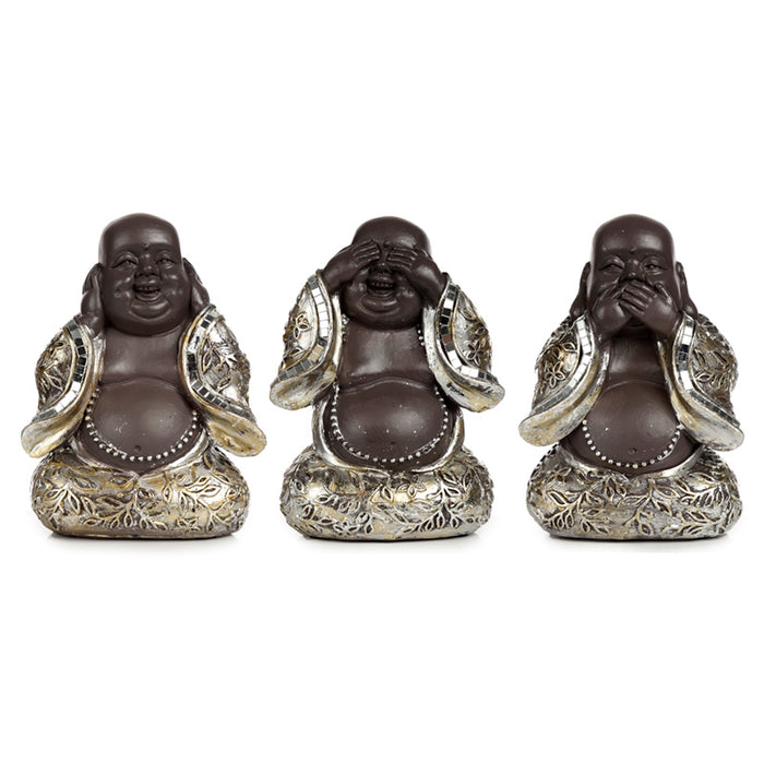 Set of 3 Chinese Buddha Figurines - Speak No See No Hear No Evil