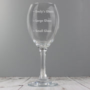 Engraved Measures Wine Glass
