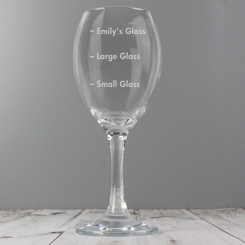 Engraved Measures Wine Glass