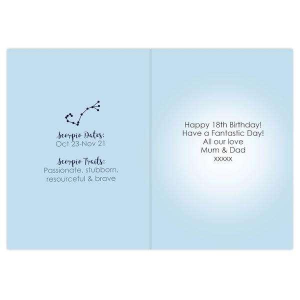 Personalised Scorpio Zodiac Star Sign Birthday Card (October 23rd - November 21st) - Myhappymoments.co.uk