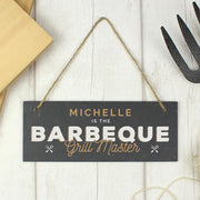 Personalised Barbeque Grill Master Printed Hanging Slate Plaque Sign