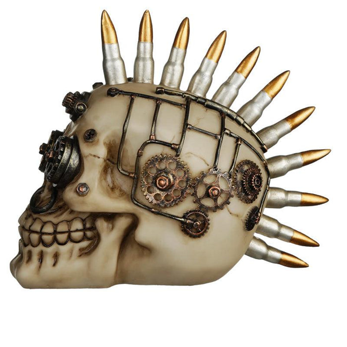 Steampunk Style Skull Ornament with Bullet Mohican