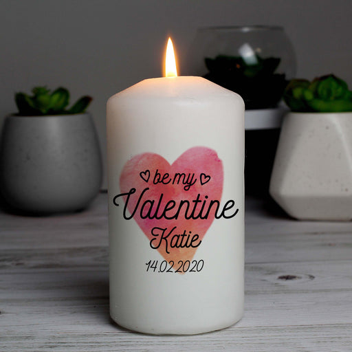 Personalised Be My Valentine Pillar Candle