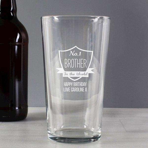 Personalised No.1 Shield Pint Glass - Myhappymoments.co.uk