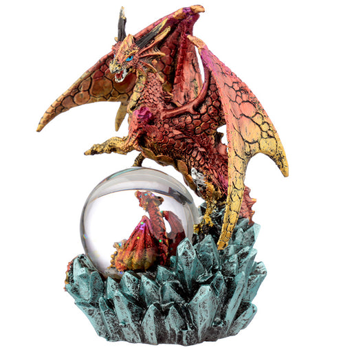 Dark Legends Crystal Orb Dragon Mother Snow Globe - Red