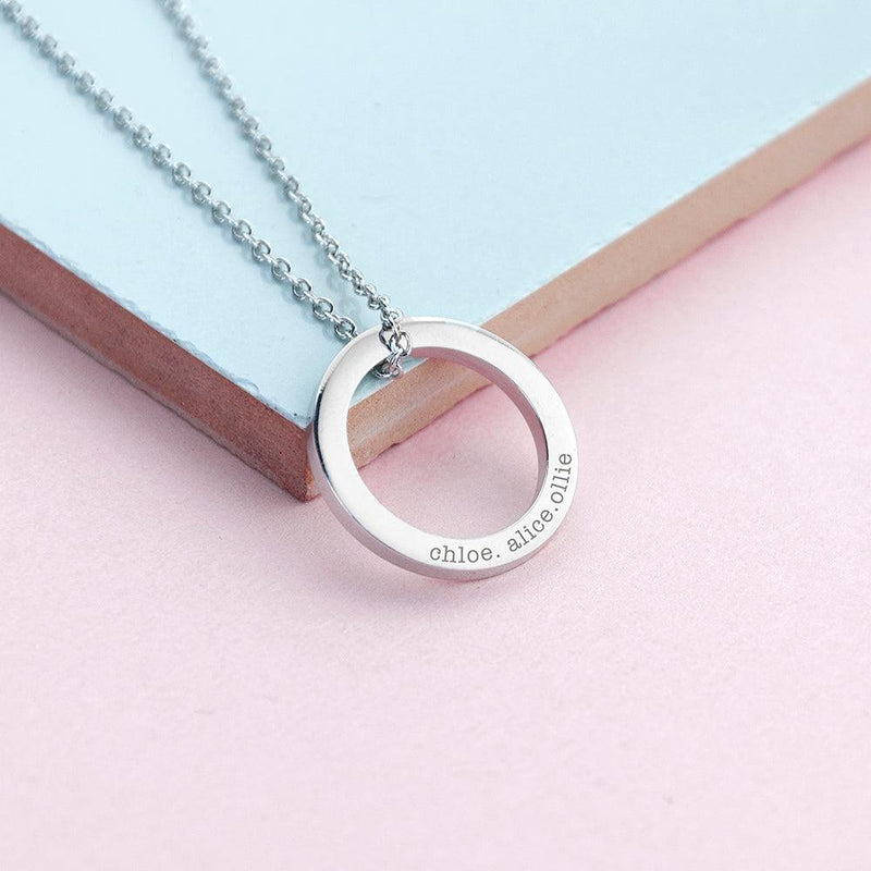 Personalised Family Ring Necklace -  Sterling Silver