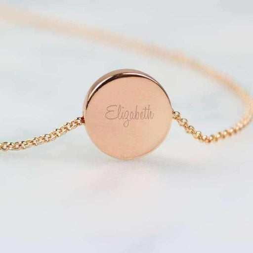 Personalised Any Name Rose Gold Tone Disc Necklace - Myhappymoments.co.uk
