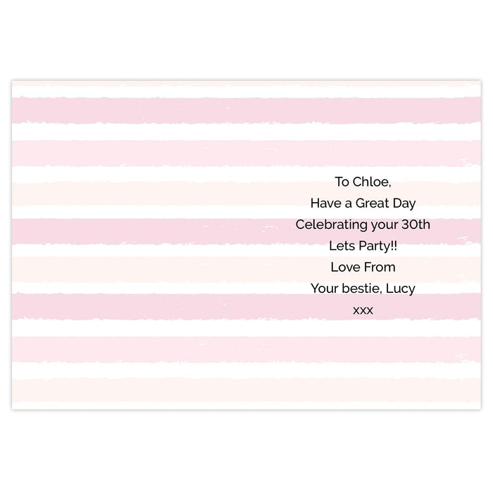 Personalised Gold and Pink Stripe Birthday Age Card