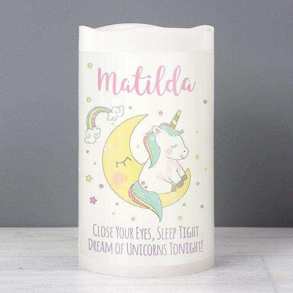 Personalised Baby Unicorn Nightlight LED Candle - Myhappymoments.co.uk