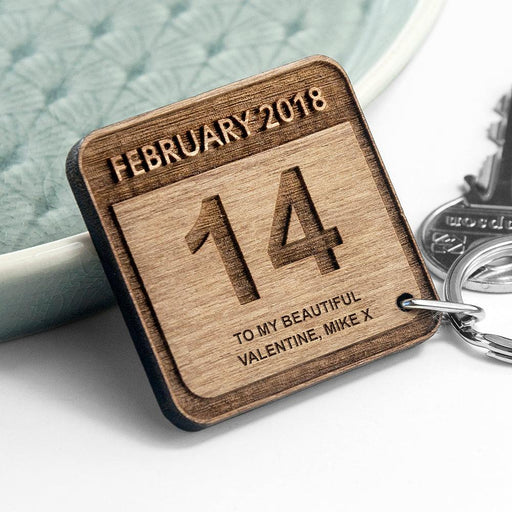 Personalised Special Date Wooden Keyring - Myhappymoments.co.uk