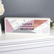 Personalised Geometric Wooden Block Sign - Myhappymoments.co.uk