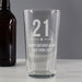 Personalised 21st Birthday Pint Glass