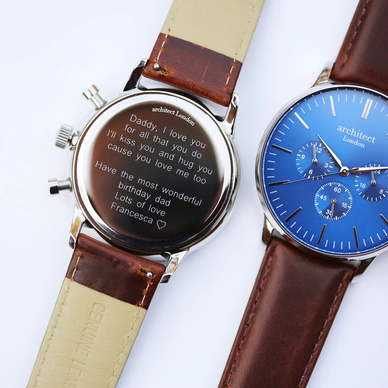 Personalised Men's Architect Motivator Watch With Walnut Strap