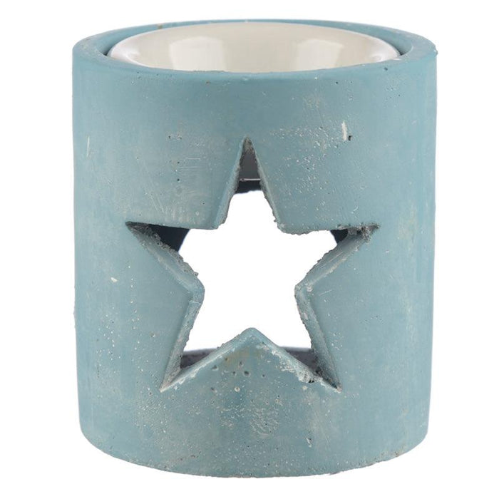 Concrete Christmas Star Blue Oil Burner