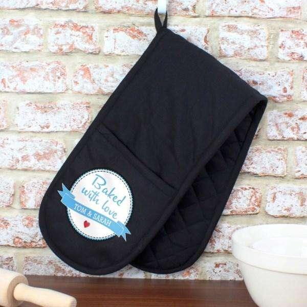 Personalised Baked With Love Oven Glove - Myhappymoments.co.uk