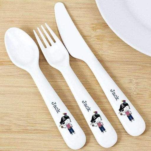 Personalised Pirate 3 Piece Plastic Cutlery Set - Myhappymoments.co.uk