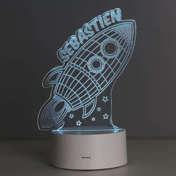 Personalised Rocket LED Colour Changing Night Light