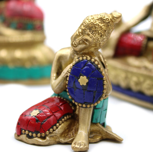 Buddha with Head on Knee Hand Crafted Brass Figurine