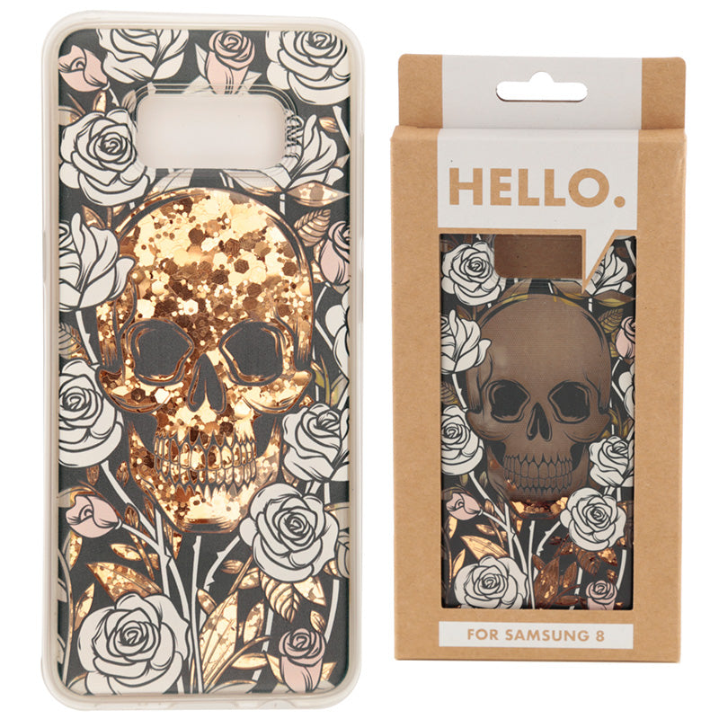 Skulls & Roses Glitter Phone Case Fits Samsung 8 - Myhappymoments.co.uk