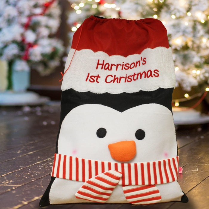Personalised Penguin Plush Christmas Sack