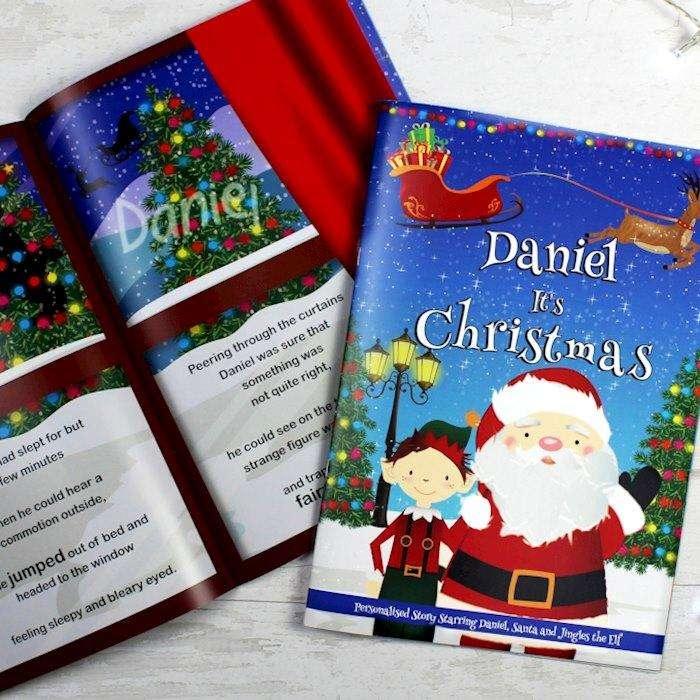 Personalised Boys It's Christmas Story Book Featuring Santa and his Elf Jingles - Myhappymoments.co.uk