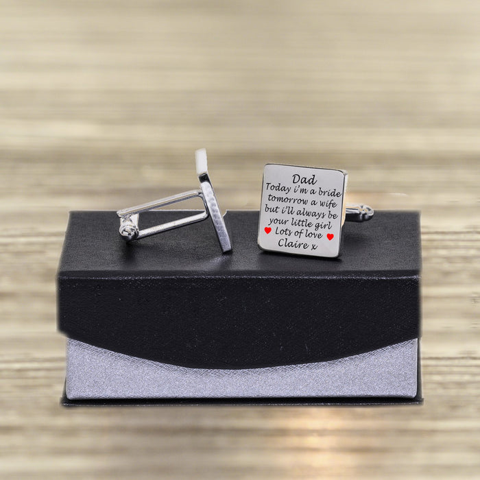 Personalised Today A Bride, Tomorrow A Wife But Always Your Little Girl Cufflinks