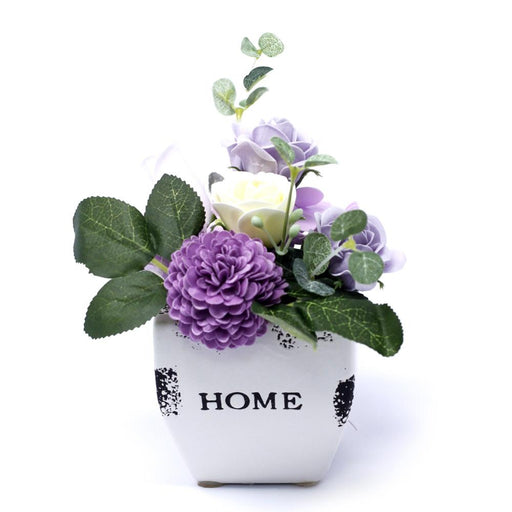 Soap Flower Bouquet Petite Flower Pot - Soft Lavender