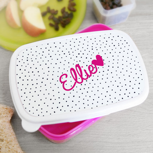 Personalised Pink Heart Pink Lunch Box