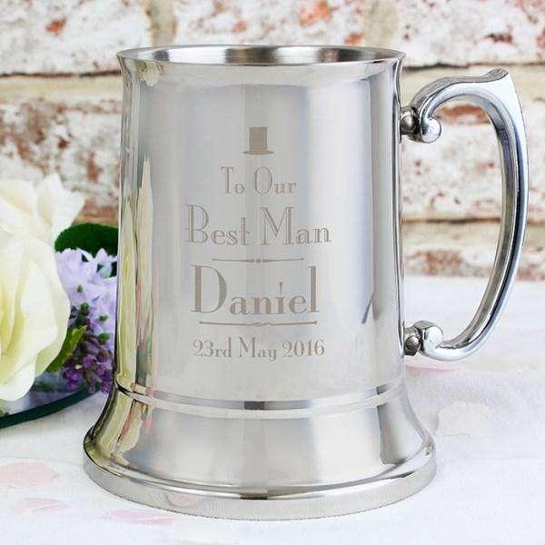 Personalised Best Man Stainless Steel Tankard - Myhappymoments.co.uk