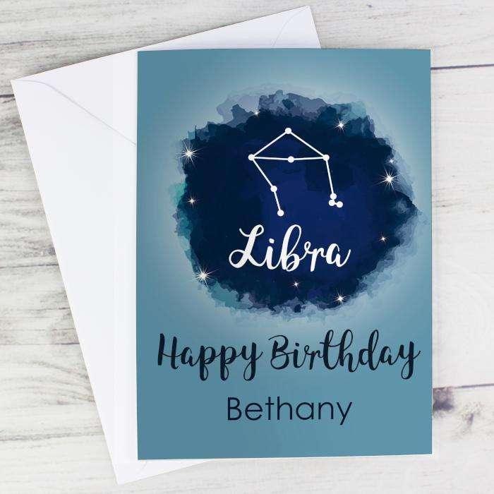 Personalised Libra Zodiac Star Sign Birthday Card (September 23rd - October 22nd) - Myhappymoments.co.uk