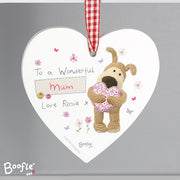 Personalised Boofle Flowers Wooden Heart Decoration - Myhappymoments.co.uk