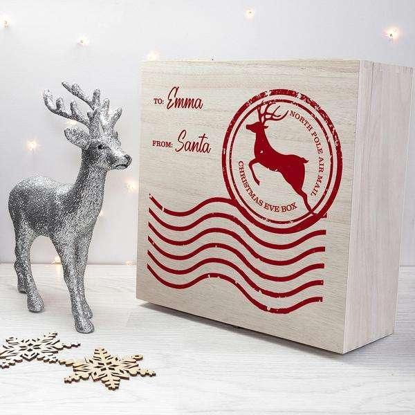 Personalised North Pole Special Delivery Wooden Christmas Eve Box